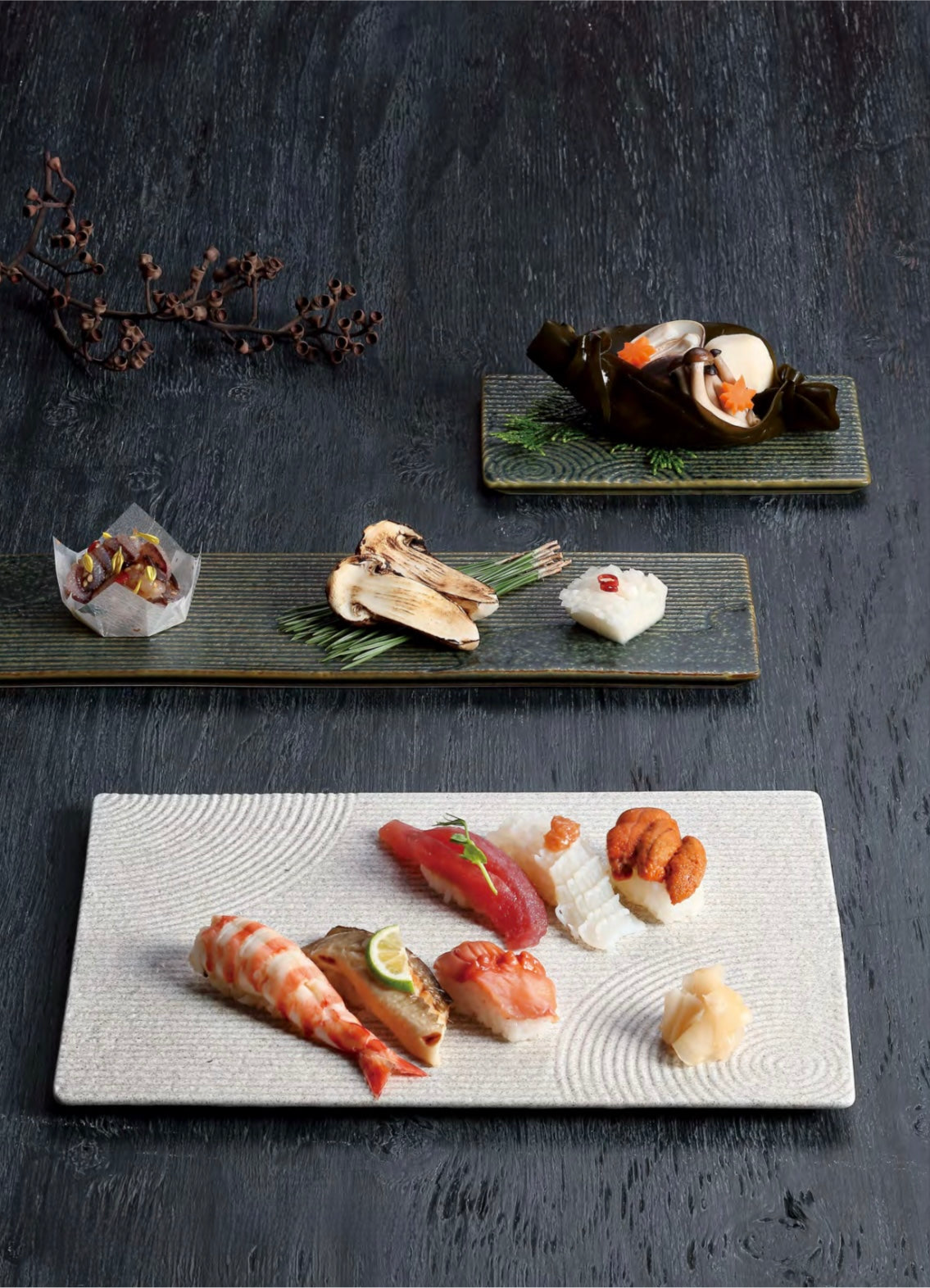 MINOYAKI “KARESANSUI” Rectangle Plate 28cm 00125 KDN013